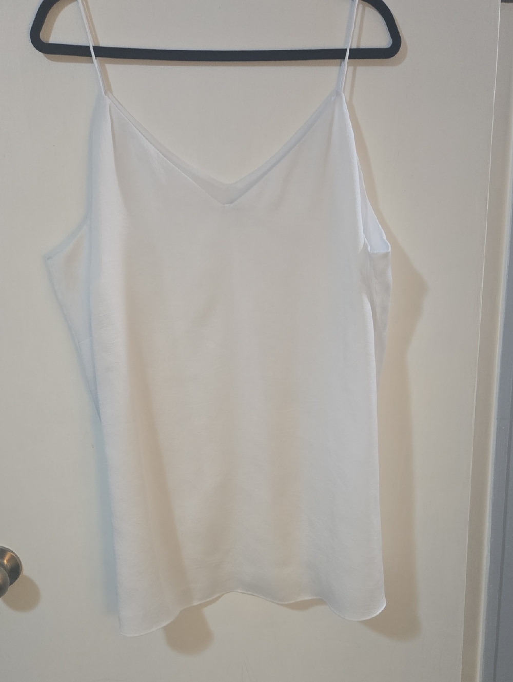 Calvin Klein White V-Neck Satin Cami with Thin Straps